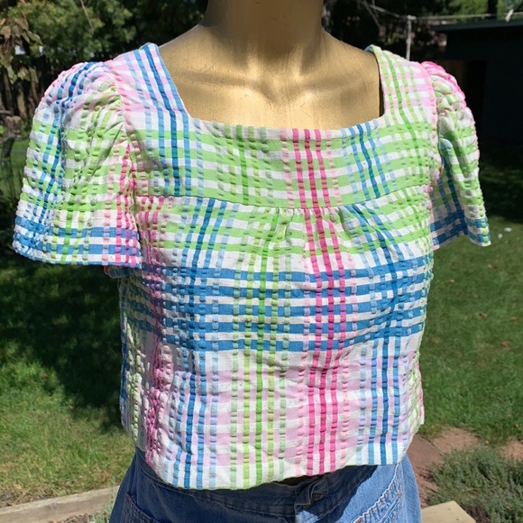 Vintage handmade 1970s crop smock top - Picture 2 of 10